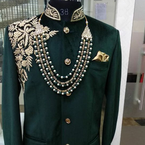 ZARI EMBROIDERY on INDO WESTERN <b>MEN</b> <b>DRESS</b> on VELVET FABRIC & ALSO MATCHING SHOE WITH <b>DRESS</b> for PARTY-WEAR/ WEDDING <b>Dress</b> @ 2022 - Product Image 1