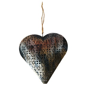Corazón colgante de hierro de alta calidad con revestimiento de polvo de oro de cuerda terminado para decoración de la casa y decoración navideña. - Product Image 1