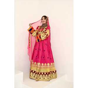 Vêtements vintage décontractés en gros, robes afghanes, vente chaude, robe maxi évasée en 3 pièces, ensemble brodé avec dupatta - Product Image 6