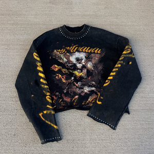 Sudadera Personalizada de Felpa Francesa Gruesa 100% Algodón, Cuello Redondo, Manga Larga, Corte Cuadrado, Estampado Gráfico, Camiseta Corta de Alta Calidad - Product Image 6