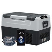 Mini réfrigérateur mobile pour voiture FST35 35L DC 12V 24V avec compresseur, éclairage interne, poignée, batterie, alimentation solaire, pour camion, camping-car, bateau