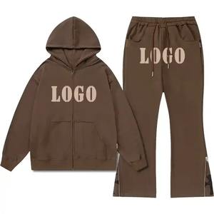 Parche personalizado impreso Sun Faded Zip Acid Vintage Hombres Sudadera con capucha recortada Boxy gráfico lavado Chándales Invierno Sweatsuit - Product Image 1