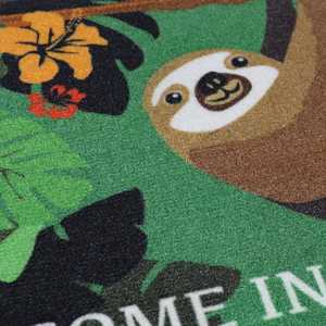 Tapis de bienvenue moderne réversible en PVC à rayures et imprimé animal (paresseux) pour la maison, le bureau et l'extérieur - Product Image 4