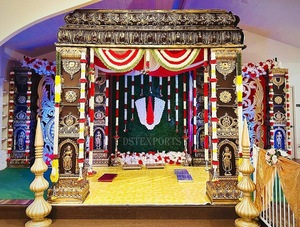 Mandap de madera de pavo real elegante para bodas tamilianas recién llegado Triple pilares redondo Mandapam DST exportaciones los mejores precios de fábrica Reino Unido - Product Image 6