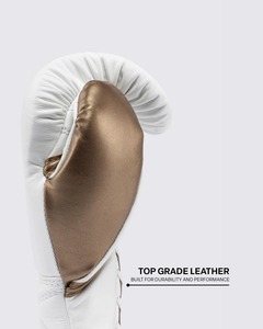 Guantes de Boxeo MMA Blancos y Dorados de Alta Calidad, Nuevo Diseño, Logotipo Personalizado, Cuero Genuino de Vaca, para Sparring y Artes Marciales - Product Image 6