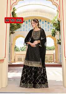 Meilleure qualité nouveau Design moderne 2023 Chanderi imprimé et broderie travail Kurti Sharara avec dupata au prix de gros - Product Image 4