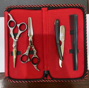 Kit de coiffeur professionnel Premium ciseaux de coupe de cheveux en acier inoxydable cisailles amincissantes rasoir droit peigne de base poignée en acier - Product Image 3