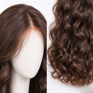 Peluca de Cabello Humano 100%, Larga, Marrón Oscuro, Ondulada, Natural, para Mujer - Product Image 5