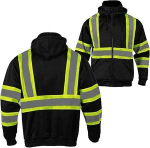 Veste de sécurité réfléchissante fluorescente imperméable personnalisée 3-en-1 avec doublure isolante amovible et capuche détachable (unisexe) - Product Image 6