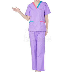 Uniformes légers d'hôpital d'usage de travail de style d'uniforme de gommage médical de couleur unie - Product Image 5