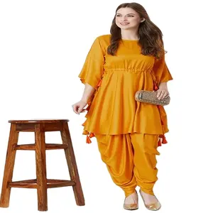 ชุดเดรสคลุมท้องแบบ Anarkali สำหรับผู้หญิง ทรงเอไลน์ยาวถึงพื้น ผ้าลูกไม้กำมะหยี่เนื้อจอร์เจตต์ - Product Image 1