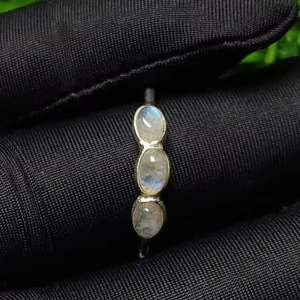 Anillo fino de Plata de Ley 925 con piedra lunar arcoíris Natural, ajuste de bisel de 1,15 gramos, chapado en rodio para aniversario o regalo - Product Image 3