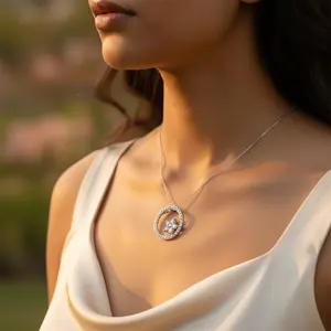 Handmade 925 Silver Cubic Zirconia Circle Pendant Women's Gift Jewelry Rose <b>Gold</b> Platinum Animal <b>Number</b> Cartoon Patterns Charm - Product Image 3