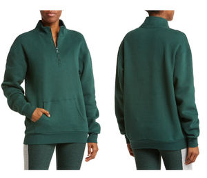 <b>Women's</b> 1/4 <b>Quarter</b> <b>Zip</b> Jumper Oversized Half <b>Zip</b> Pullover Sweatshirt Stand Collar Winter 100% Cotton Half <b>Zip</b> Pullover - Product Image 5
