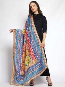 Indian Pakistani Ethnic Polyester Shawls Multi-Color <b>Dupatta</b> Traditional <b>Scarf</b> Handmade Embroidery Breathable Windproof - Product Image 4