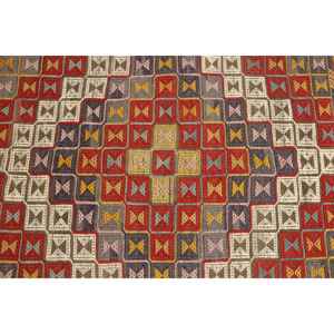 Tapis turc, tapis vintage 5,8x9,7 pieds, tapis en laine abstrait rouge et bleu - Product Image 5