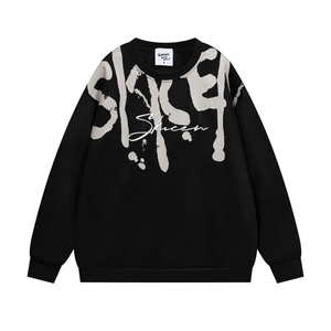 Pull-over surdimensionné à épaules tombantes pour hommes 100% coton Sweat-shirt à col rond avec capuche unie Streetwear d'hiver - Product Image 1