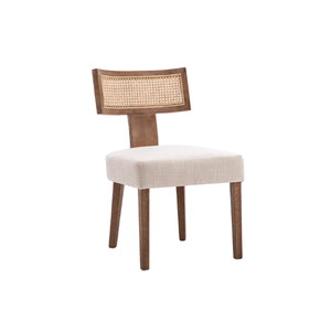 Chaise de salle à manger moderne en teck avec dossier en rotin et assise rembourrée, écologique, pour villa, appartement, restaurant, café - Product Image 5