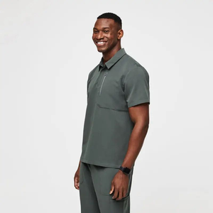 Conjuntos de uniformes Relax Scrubs con manga corta suave, comodidad y cuello levantado plano para uso clínico - Product Image 4