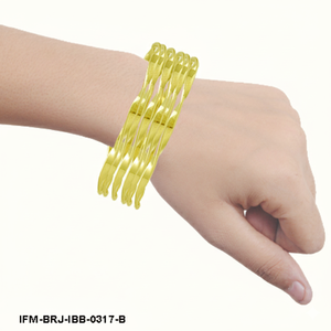 Brazalete de Latón Ondulado Trenzado Hecho a Mano, Brazalete Minimalista Apilable de Alto Brillo en Tono Dorado para Mujer - Product Image 3