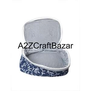 Exporter Of Luxury 100% Cotton Quilted Vanity <b>Makeup</b> Bags For Bridal Vanity Bags With Modern Print Durable Zipper For Daily Use - Product Image 6