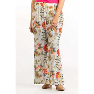 Pantalones Palazzo de Satén 100% Seda para Mujer, Transpirables, de Pierna Ancha, Casuales, con Cintura Alta, Decoración Estampada y Técnica Arrugada - Product Image 2