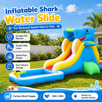Parc aquatique gonflable Step4fun Mini pour la maison, avec toboggan, piscine et château gonflable, certifié CE, en tissu Oxford, capacité 3-5 personnes