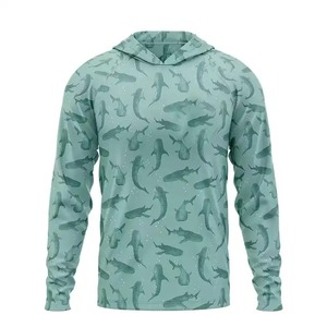 Sudadera con capucha de pesca de manga larga de poliéster personalizada al por mayor secado rápido UPF 50 + protección UV camisa de rendimiento con capucha camiseta de caza - Product Image 4