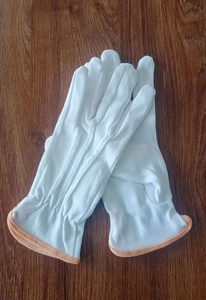 Recién llegado, guantes masónicos de tela de algodón blanco liso, logotipo bordado, puño elástico, logotipo personalizado disponible, guantes de algodón 100 - Product Image 3