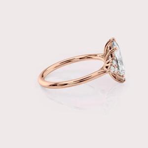 IGI Certified Marquise Shape Lab Created Diamond Engagement <b>Ring</b> 9K Yellow / White & Rose Gold Cluster <b>Ring</b> - Product Image 3