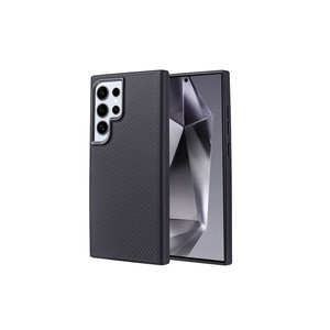 Étui en silicone à texture carbone compatible MagSafe pour Samsung Galaxy S24 Ultra, anti-traces de doigts, série ASMA Troy - Product Image 1