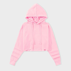 Sudadera con Capucha Corta de Estilo Nuevo, Color Sólido, 100% Algodón, Corte Holgado, Dobladillo sin Rematar, Logotipo Personalizado, Manga Larga, Ropa de Calle para Mujer, Invierno - Product Image 3