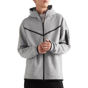 Wholesale Custom Logo Lightweight Zip up <b>Hoodie</b> for <b>Men</b> Soft Shell <b>Hoodie</b> With Sleeve Pocket for <b>Men</b> - Product Image 5