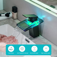 Robinet cascade LED moderne avec capteur de température, eau chaude et froide, monocommande, montage monotrou, cartouche céramique