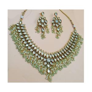 Elegant Green Stone Kundan <b>Necklace</b> Designer Pearl Kundan <b>Choker</b> Elegant Jewelry <b>for</b> <b>Women</b> Party Wear Kundan <b>Choker</b> - Product Image 1