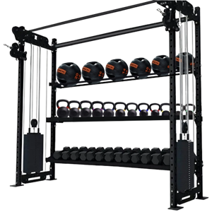 Appareil de musculation fonctionnel français Rig & Rack 78 pouces avec machine à câble pour entraînement complet du corps et rangement à 3 niveaux - Product Image 2