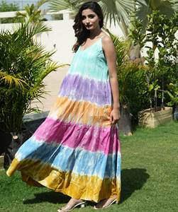 คอลเลกชั่น2024ใหม่ชุดชายหาดสำหรับผู้หญิงเดรสแม็กซี่ย้อมสีโบฮีเมียนผ้าเรยอนแบบปรับได้ - Product Image 1