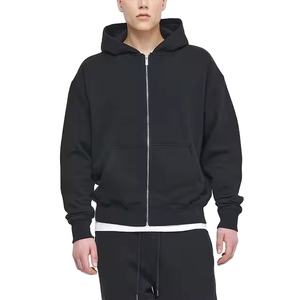 500GSM français Terry sweats à capuche zippés vierges zippés hommes sweat et sweats à capuche ensemble personnalisé hommes sweats à capuche surdimensionné coupe ample - Product Image 4