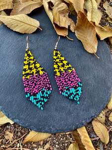 Boho <b>Turquoise</b> Design <b>Bead</b> Earrings with Cascading Fringe Unique Jewelry Gift for Women - Product Image 4