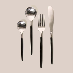 Cubiertos de acero inoxidable chapados en oro con asas blancas, vajilla elegante, colección de cubiertos para el hogar, comedor, hotel y restaurante - Product Image 6