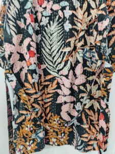 Kimono matelassé Kantha unisexe orné de motifs bohème fait à la main broderie indienne bord libre tricoté poche respirant long - Product Image 6