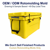 Moule de rotomoulage personnalisé OEM ODM 50QT, glacière à boissons jaune, bac à glace pour bière, vente directe usine