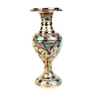 Latón metal indio hecho a mano diseño clásico multicolor uso regular decoración del hogar floreros decorativos para el suelo - Product Image 1