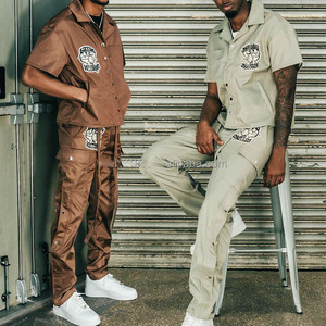 Custom Clothing Windbreaker <b>Jacket</b> and Nylon <b>Track</b> Pants Detachable Zip up Nylon Sweatsuit Set <b>Men</b> Windbreaker Tracksuit - Product Image 5