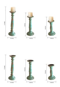 Bougeoir pilier en bois vert fait à la main support de lumière pour décoration Centre Table Top bougeoir Design Vintage - Product Image 3