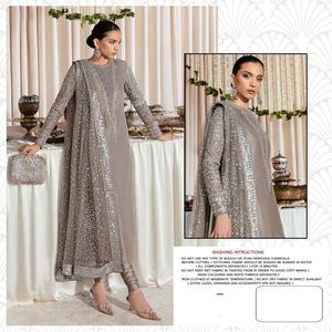 Nueva colección de trajes pakistaníes Heavy Fox Georgette con Jari de varios hilos y vestido de estilo de trabajo con bordado de secuencia - Product Image 6