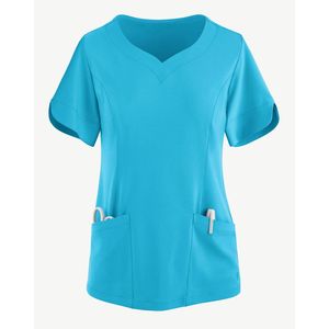 Ensemble de gommage pour dames Uniforme Col V Top Pantalon Infirmière Personnalisé Propre Logo Tailles Médical Hôpital Clinique Vente en gros Remise Ensemble de gommage - Product Image 5