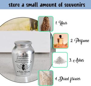 Personalized Baby <b>Mini</b> Urn Stainless Steel Decorative Keepsake Urn Engraved Memorial Urn for Loss of Child Custom Size Silver - Product Image 3