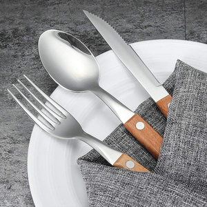Stainless Steel Flatware Set With Wooden Handle Mirror Finished Perfect Cutlery Wedding Kitchenware Hotel Cafe Restaurant Use - Product Image 6