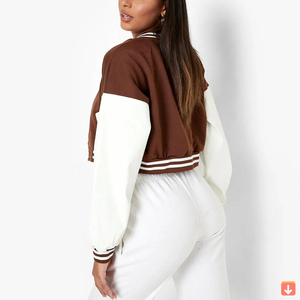 เสื้อแจ็กเก็ตเอวลอยสำหรับผู้หญิงเสื้อแจ็กเก็ตแขนเสื้อหนังพิมพ์ลายย้อมสีแบบปรับแต่งได้ - Product Image 2